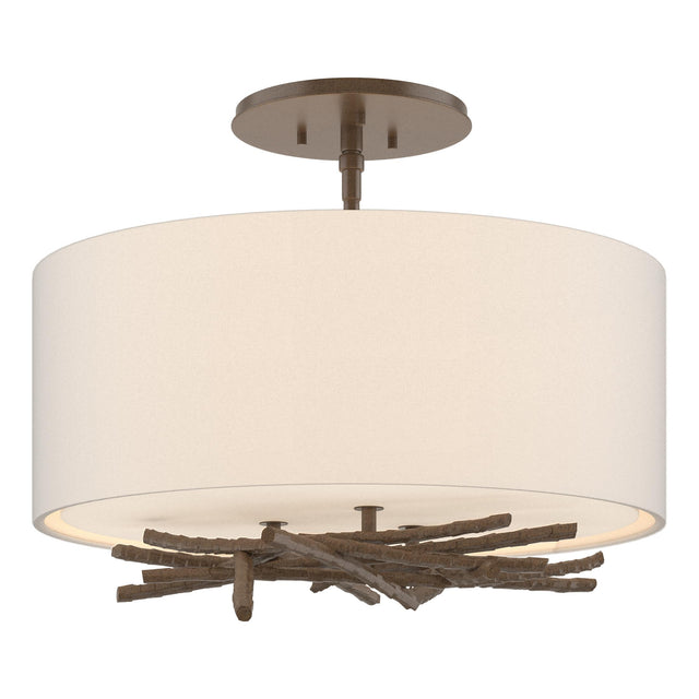 Hubbardton Forge 2012 Bronze Flax Shade (SE) Brindille Semi-Flush