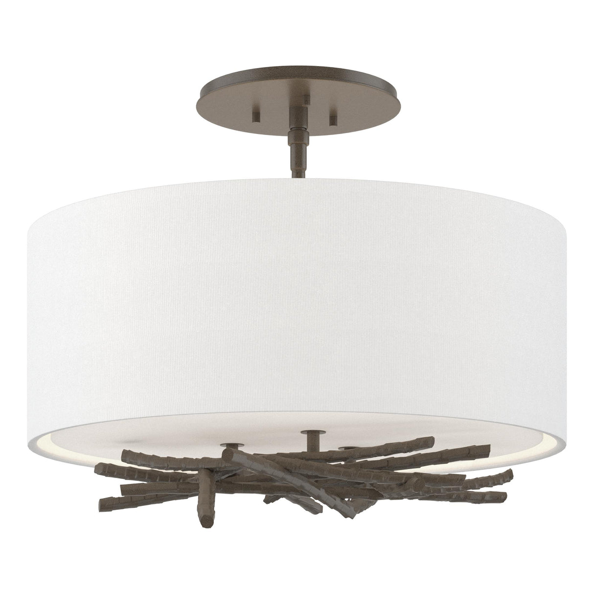 Hubbardton Forge 2012 Dark Smoke Natural Anna Shade (SF) Brindille Semi-Flush