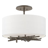 Hubbardton Forge 2012 Dark Smoke Natural Anna Shade (SF) Brindille Semi-Flush