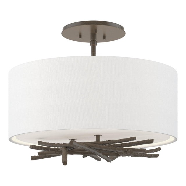 Hubbardton Forge 2012 Dark Smoke Natural Anna Shade (SF) Brindille Semi-Flush
