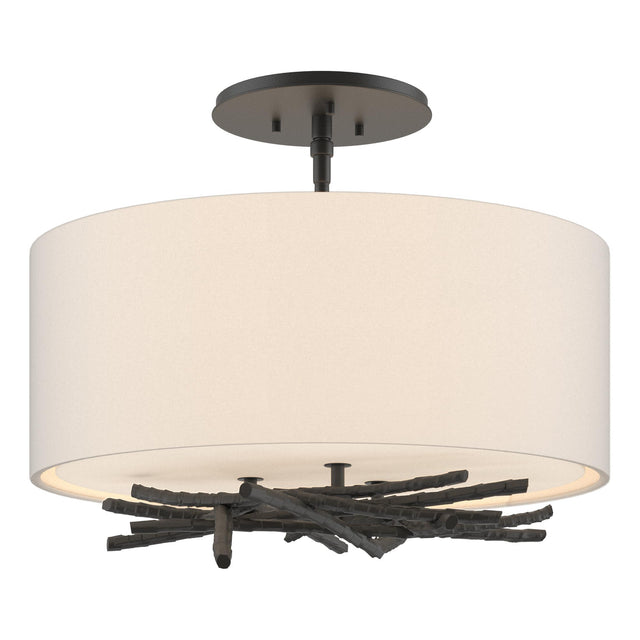 Hubbardton Forge 2012 Black Flax Shade (SE) Brindille Semi-Flush