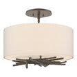 Hubbardton Forge 2012 Dark Smoke Flax Shade (SE) Brindille Semi-Flush