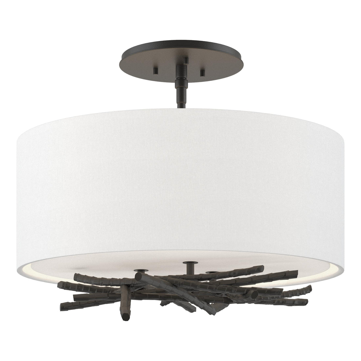 Hubbardton Forge 2012 Black Natural Anna Shade (SF) Brindille Semi-Flush