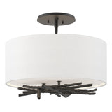 Hubbardton Forge 2012 Black Natural Anna Shade (SF) Brindille Semi-Flush