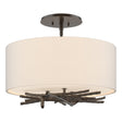 Hubbardton Forge 2012 Oil Rubbed Bronze Flax Shade (SE) Brindille Semi-Flush