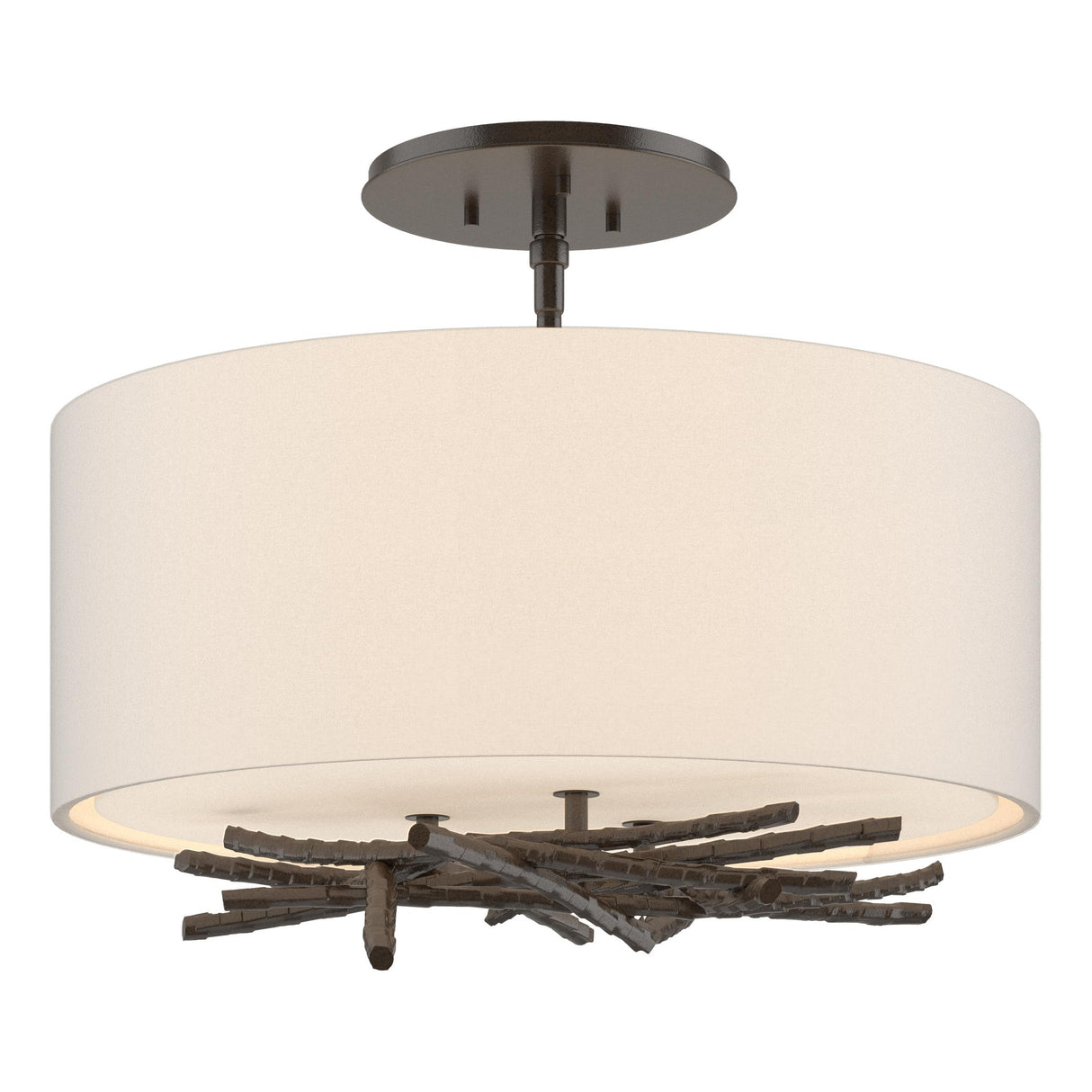 Hubbardton Forge 2012 Oil Rubbed Bronze Flax Shade (SE) Brindille Semi-Flush