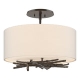 Hubbardton Forge 2012 Oil Rubbed Bronze Flax Shade (SE) Brindille Semi-Flush