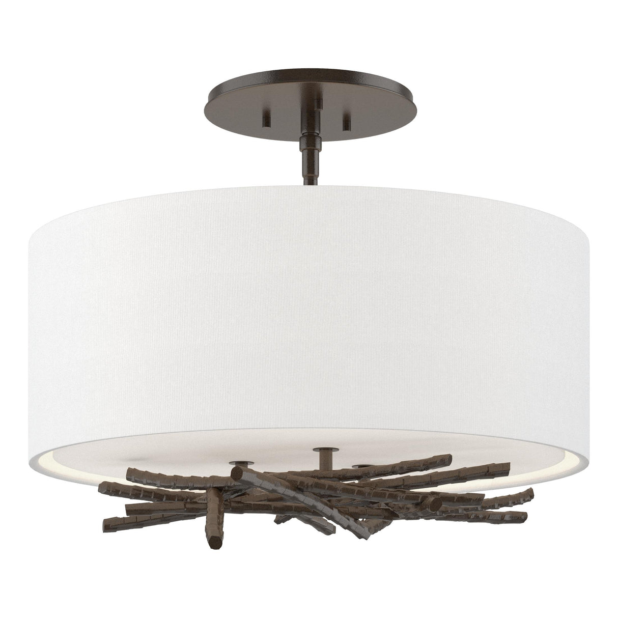 Hubbardton Forge 2012 Oil Rubbed Bronze Natural Anna Shade (SF) Brindille Semi-Flush