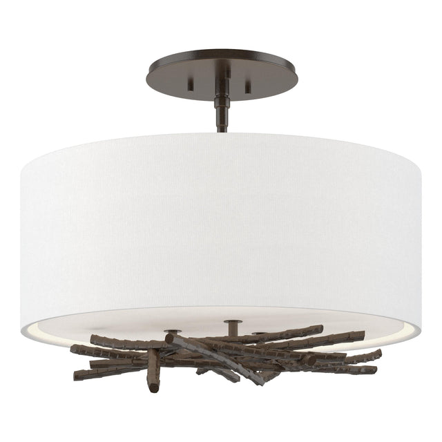 Hubbardton Forge 2012 Oil Rubbed Bronze Natural Anna Shade (SF) Brindille Semi-Flush