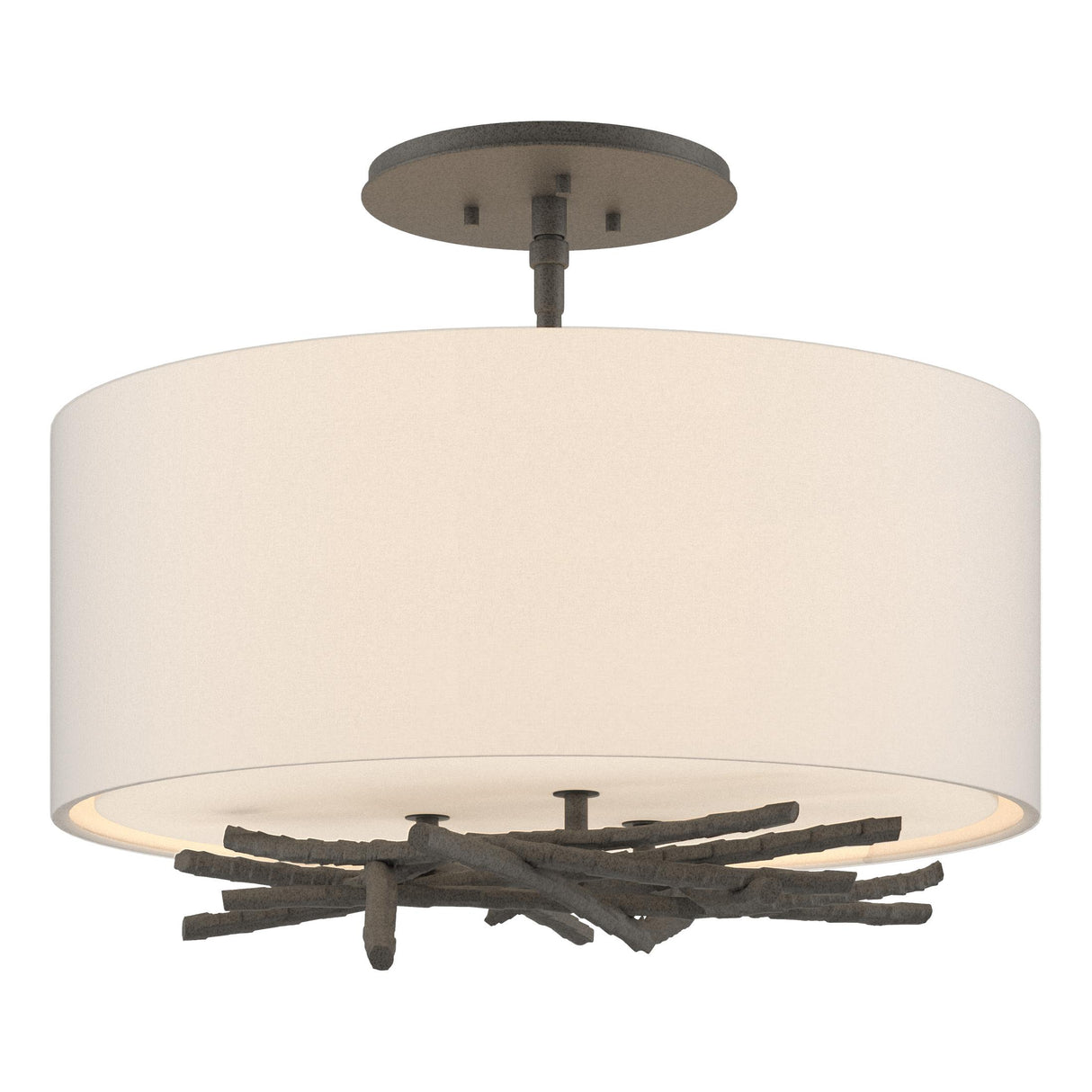 Hubbardton Forge 2012 Natural Iron Flax Shade (SE) Brindille Semi-Flush