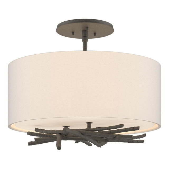Hubbardton Forge 2012 Natural Iron Flax Shade (SE) Brindille Semi-Flush