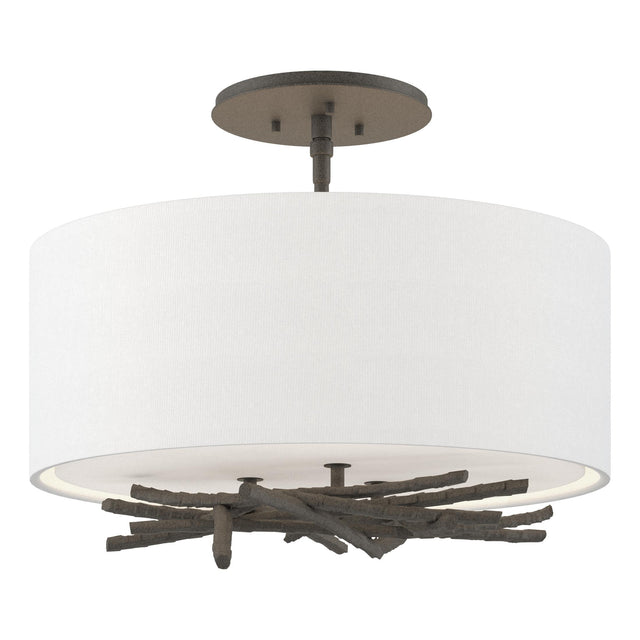 Hubbardton Forge 2012 Natural Iron Natural Anna Shade (SF) Brindille Semi-Flush