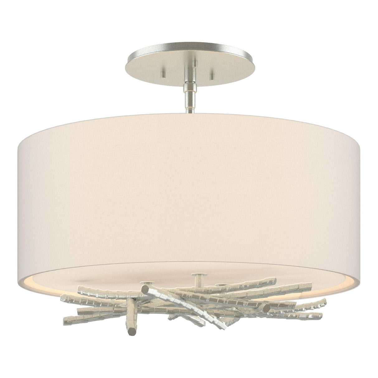 Hubbardton Forge 2012 Vintage Platinum Flax Shade (SE) Brindille Semi-Flush