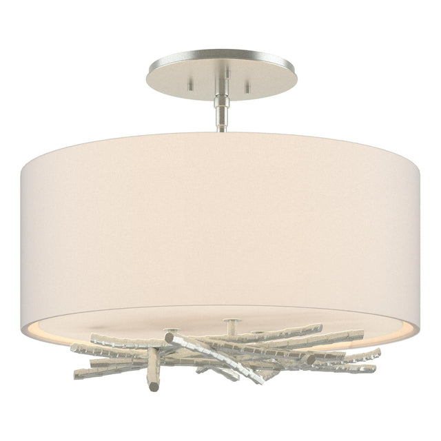Hubbardton Forge 2012 Vintage Platinum Flax Shade (SE) Brindille Semi-Flush