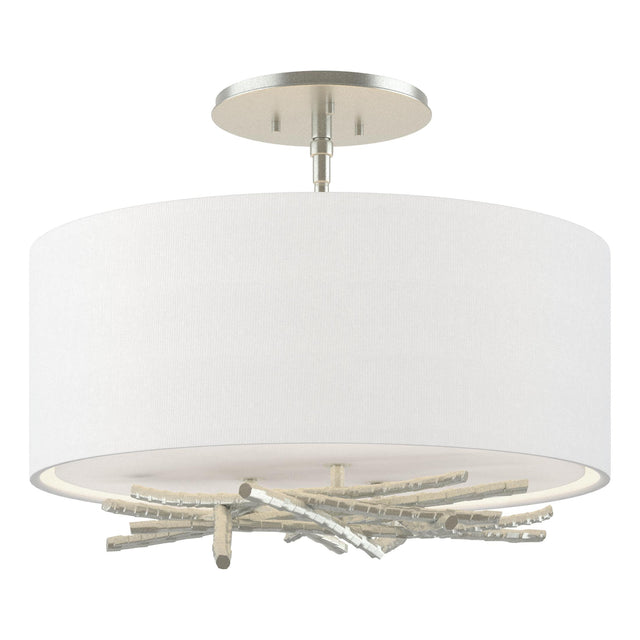 Hubbardton Forge 2012 Vintage Platinum Natural Anna Shade (SF) Brindille Semi-Flush
