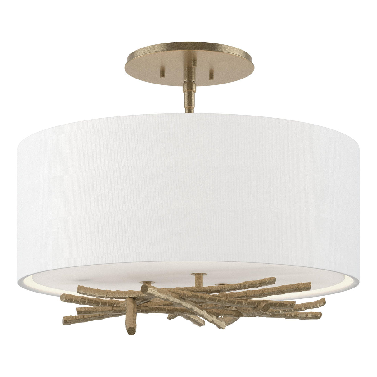 Hubbardton Forge 2012 Soft Gold Natural Anna Shade (SF) Brindille Semi-Flush