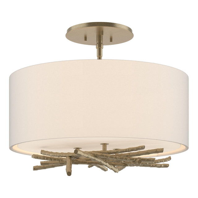 Hubbardton Forge 2012 Soft Gold Flax Shade (SE) Brindille Semi-Flush