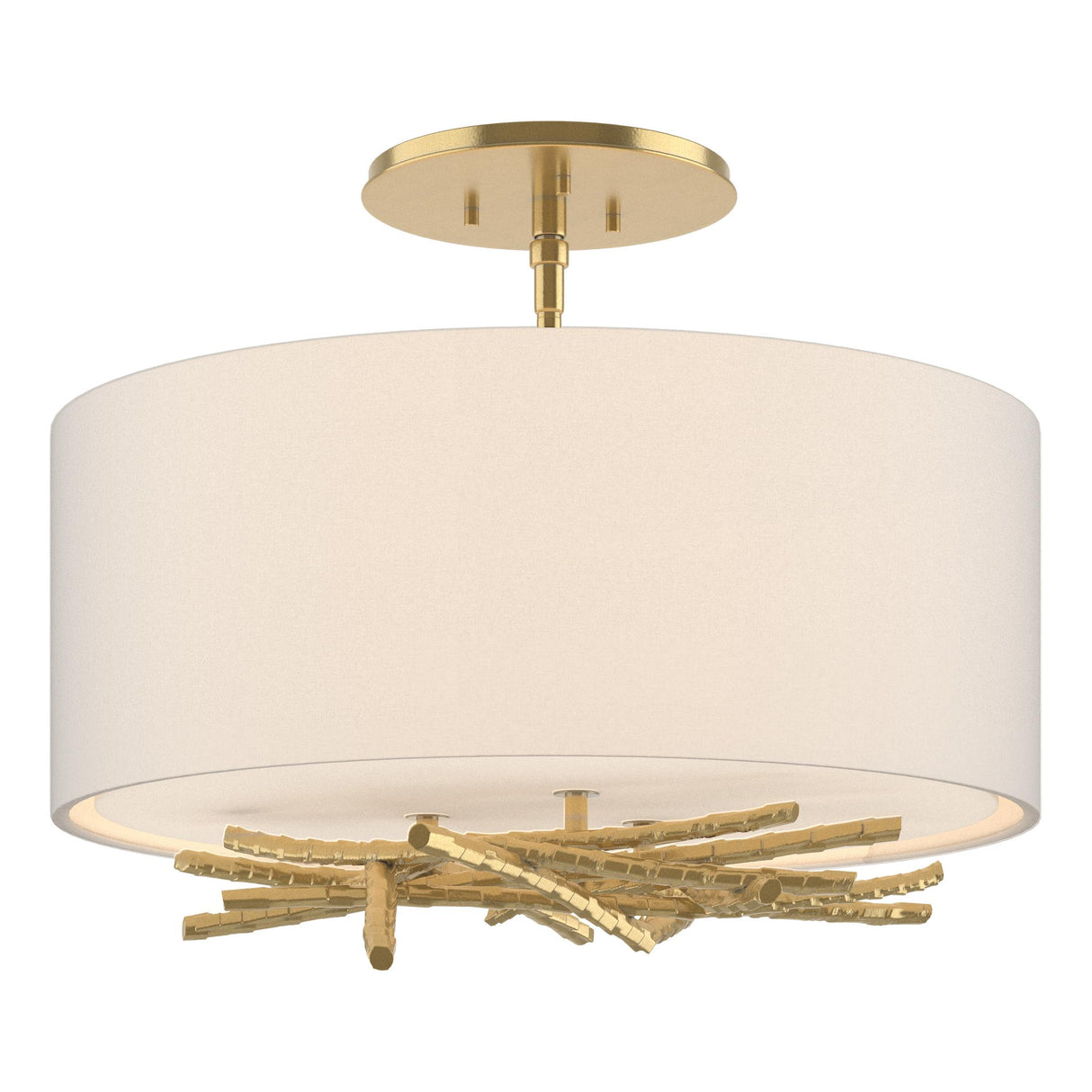 Hubbardton Forge 2012 Modern Brass Flax Shade (SE) Brindille Semi-Flush