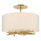 Hubbardton Forge 2012 Modern Brass Flax Shade (SE) Brindille Semi-Flush