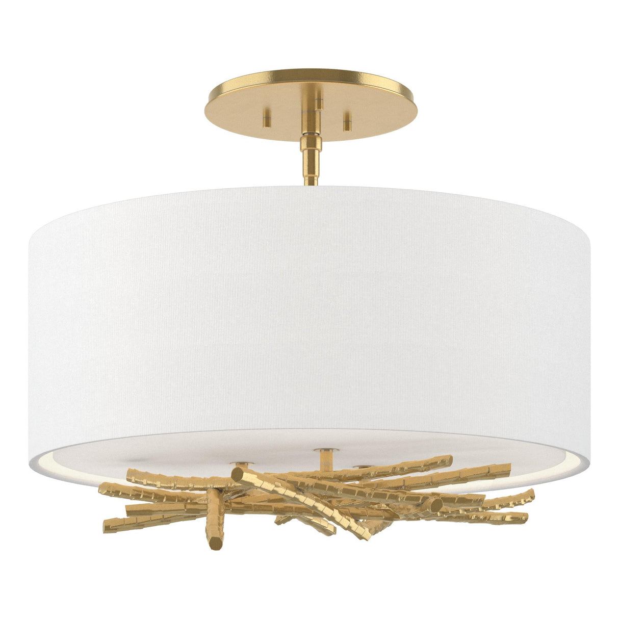 Hubbardton Forge 2012 Modern Brass Natural Anna Shade (SF) Brindille Semi-Flush