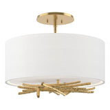 Hubbardton Forge 2012 Modern Brass Natural Anna Shade (SF) Brindille Semi-Flush