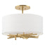 Hubbardton Forge 2012 Modern Brass Natural Anna Shade (SF) Brindille Semi-Flush