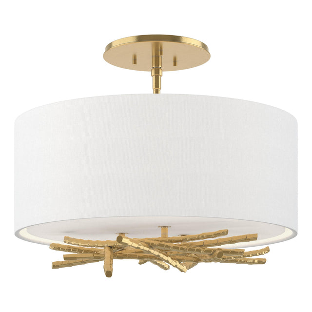 Hubbardton Forge 2012 Modern Brass Natural Anna Shade (SF) Brindille Semi-Flush