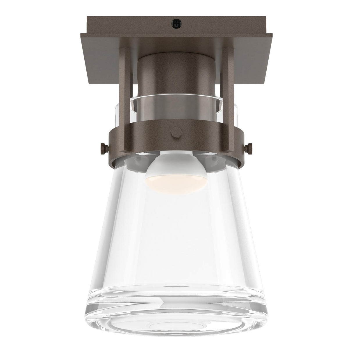 Hubbardton Forge 2015 Bronze Clear Glass (ZM) Erlenmeyer 1 Light Semi-Flush