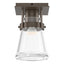 Hubbardton Forge 2015 Bronze Clear Glass (ZM) Erlenmeyer 1 Light Semi-Flush