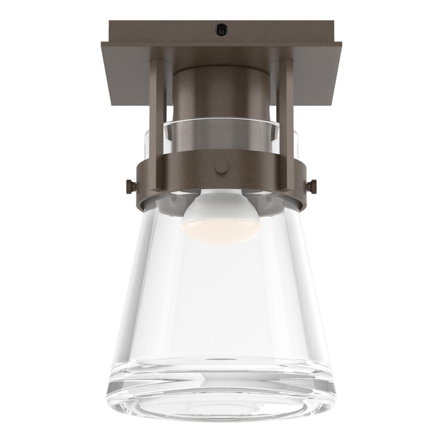 Hubbardton Forge 2015 Bronze Clear Glass (ZM) Erlenmeyer 1 Light Semi-Flush