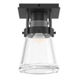 Hubbardton Forge 2015 Black Clear Glass (ZM) Erlenmeyer 1 Light Semi-Flush
