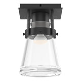 Hubbardton Forge 2015 Black Clear Glass (ZM) Erlenmeyer 1 Light Semi-Flush