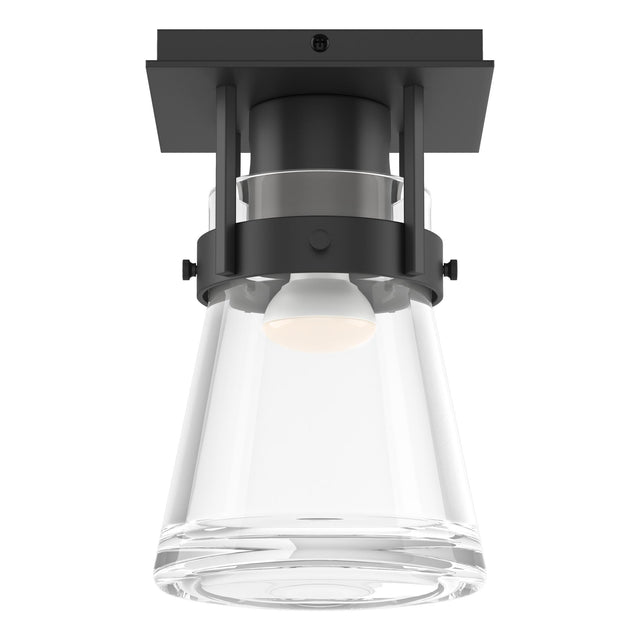 Hubbardton Forge 2015 Black Clear Glass (ZM) Erlenmeyer 1 Light Semi-Flush