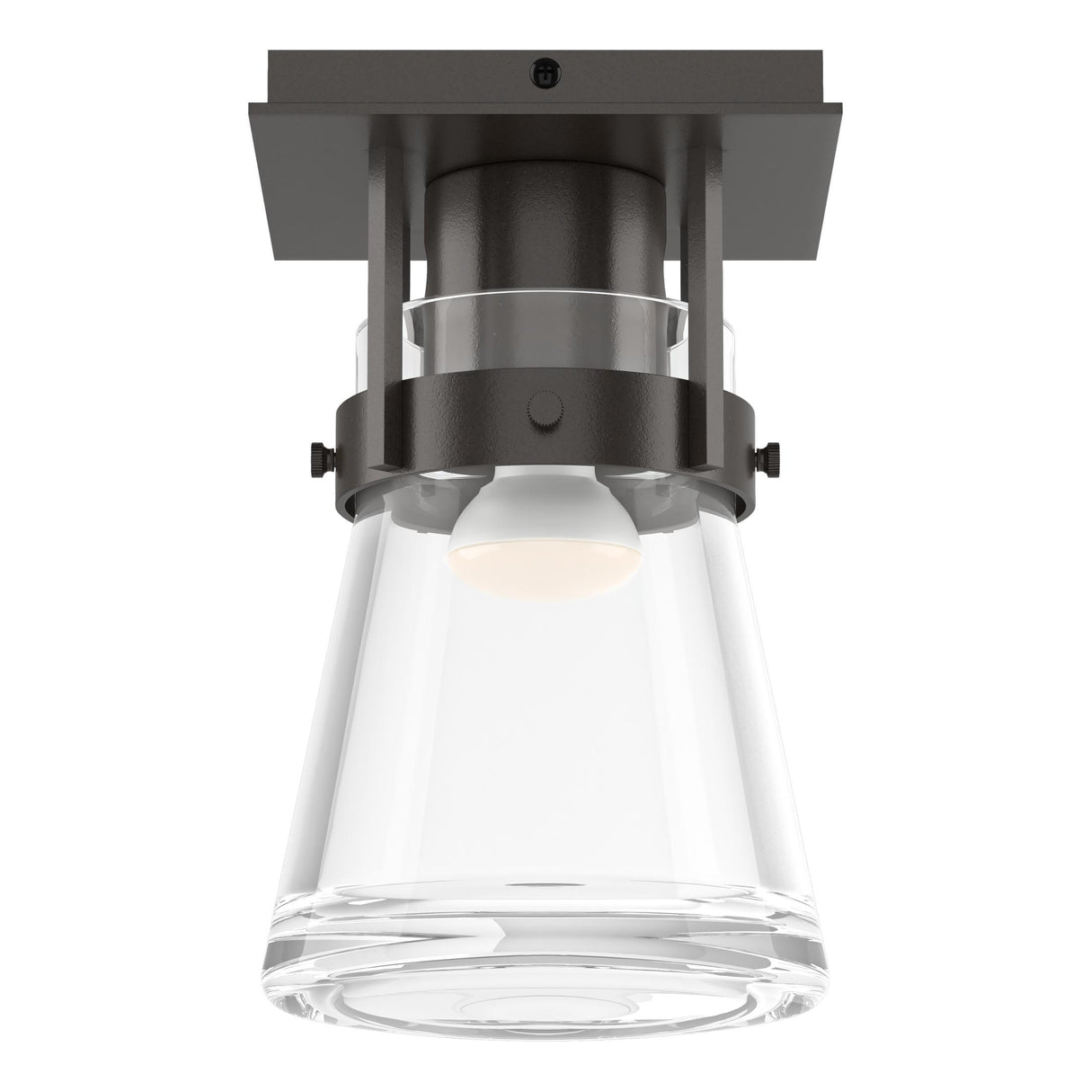 Hubbardton Forge 2015 Oil Rubbed Bronze Clear Glass (ZM) Erlenmeyer 1 Light Semi-Flush