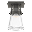 Hubbardton Forge 2015 Natural Iron Clear Glass (ZM) Erlenmeyer 1 Light Semi-Flush