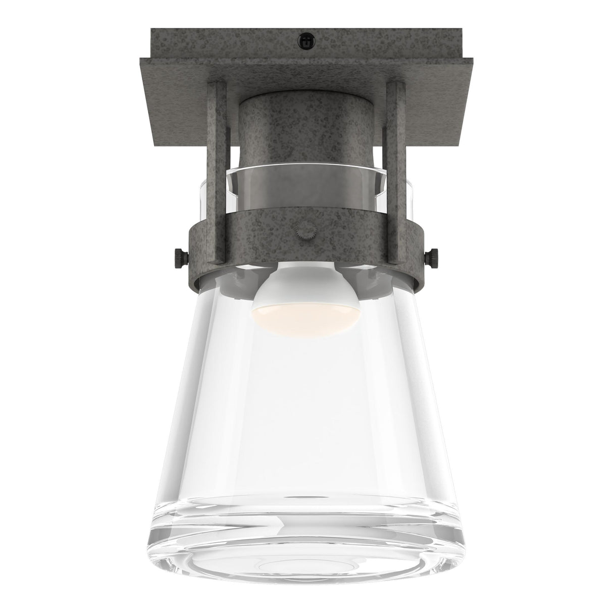 Hubbardton Forge 2015 Natural Iron Clear Glass (ZM) Erlenmeyer 1 Light Semi-Flush