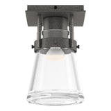 Hubbardton Forge 2015 Natural Iron Clear Glass (ZM) Erlenmeyer 1 Light Semi-Flush
