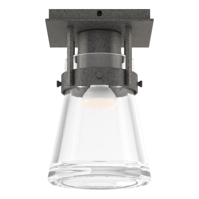 Hubbardton Forge 2015 Natural Iron Clear Glass (ZM) Erlenmeyer 1 Light Semi-Flush