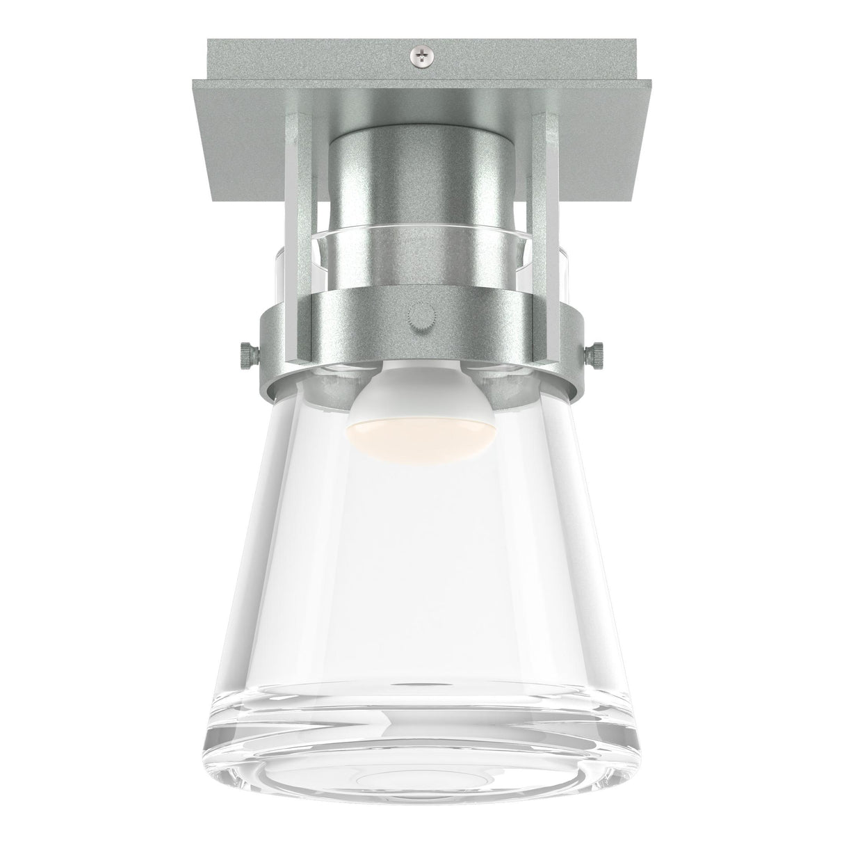 Hubbardton Forge 2015 Vintage Platinum Clear Glass (ZM) Erlenmeyer 1 Light Semi-Flush
