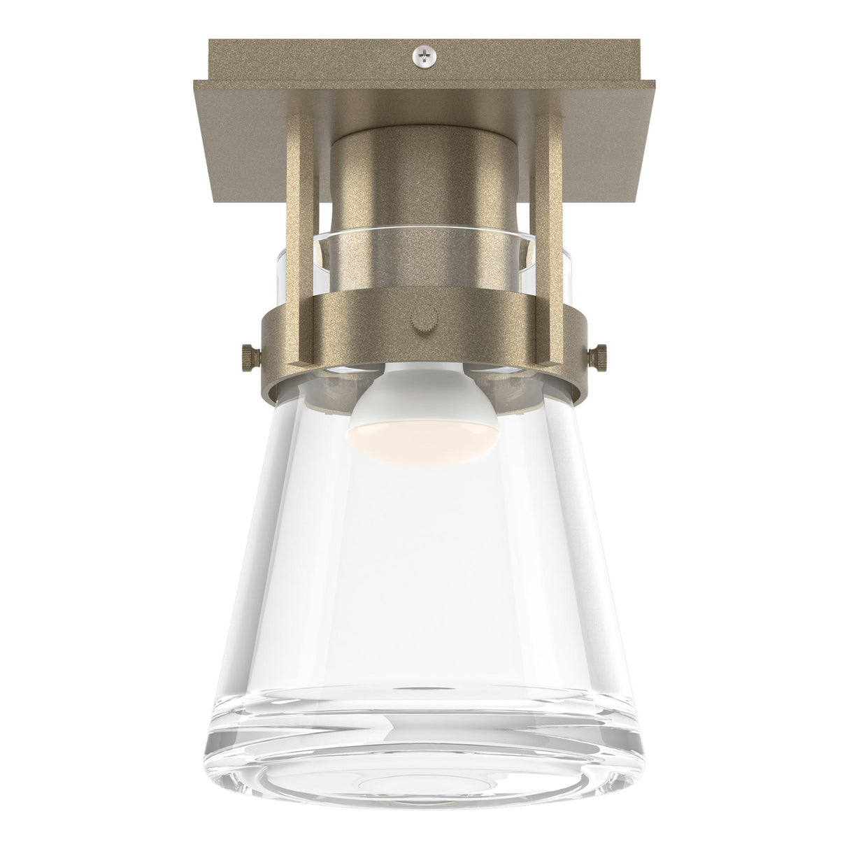 Hubbardton Forge 2015 Soft Gold Clear Glass (ZM) Erlenmeyer 1 Light Semi-Flush