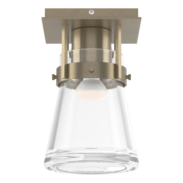 Hubbardton Forge 2015 Soft Gold Clear Glass (ZM) Erlenmeyer 1 Light Semi-Flush