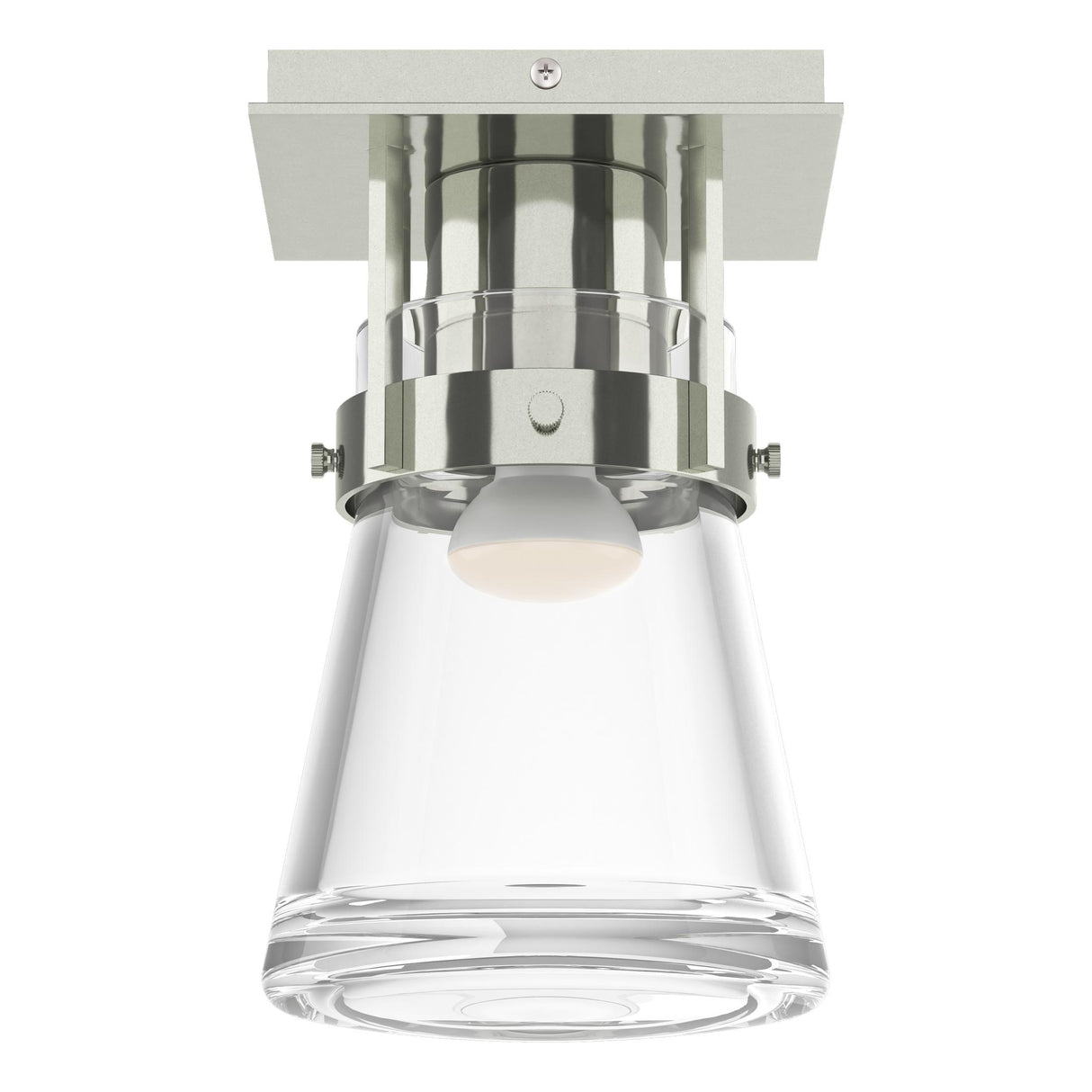 Hubbardton Forge 2015 Sterling Clear Glass (ZM) Erlenmeyer 1 Light Semi-Flush
