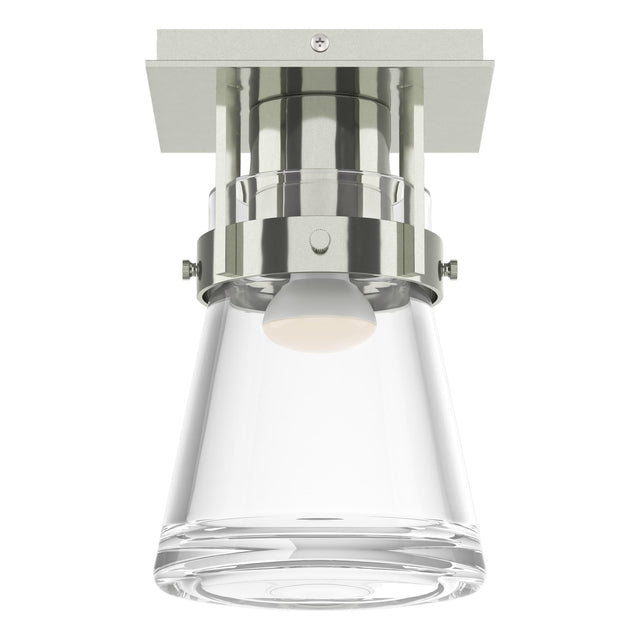 Hubbardton Forge 2015 Sterling Clear Glass (ZM) Erlenmeyer 1 Light Semi-Flush
