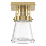 Hubbardton Forge 2015 Modern Brass Clear Glass (ZM) Erlenmeyer 1 Light Semi-Flush