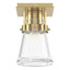 Hubbardton Forge 2015 Modern Brass Clear Glass (ZM) Erlenmeyer 1 Light Semi-Flush