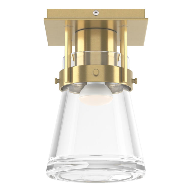 Hubbardton Forge 2015 Modern Brass Clear Glass (ZM) Erlenmeyer 1 Light Semi-Flush
