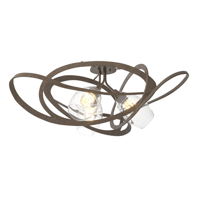 Hubbardton Forge 2019 Bronze Clear Glass (ZM) Nest Semi-Flush