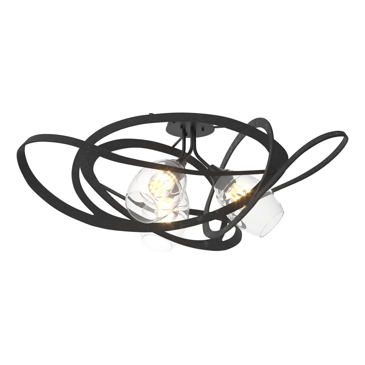 Hubbardton Forge 2019 Black Clear Glass (ZM) Nest Semi-Flush