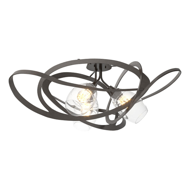 Hubbardton Forge 2019 Oil Rubbed Bronze Clear Glass (ZM) Nest Semi-Flush
