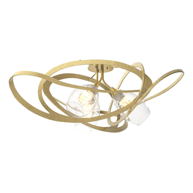Hubbardton Forge 2019 Modern Brass Clear Glass (ZM) Nest Semi-Flush